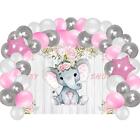 Baby Shower Supplies Decorations for Girl Elephant Backdrop and Balloons Kit