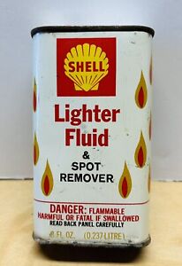 Vintage Shell Lighter Fluid Oil Can 8 Oz Tin Handy Oiler