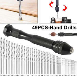 49PCS Precision Pin Vise Hobby Drill Bits with Model Twist Hand Drill Bits Set