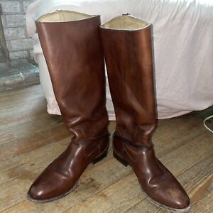 FRYE LINDSAY PLATE Knee High RIDING BOOTS Cognac Brown 76976  Women’s Size 9.5
