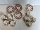 CHURCHILL RED WILLOW 8 cups and 5 saucers rosa pink EXCELLENT! MADE IN ENGLAND!