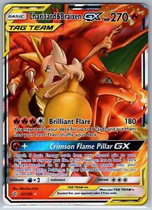 Charizard & Braixen GX 22/236 Cosmic Eclipse NM Full Art Ultra Rare Pokemon Card