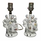 1950s German Victorian Baroque Style Set of 2 Figural Lamps Working Boudoir