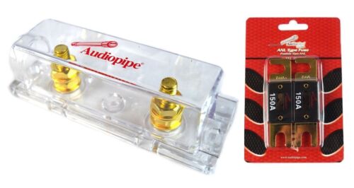 Audiopipe Heavy Duty ANL Fuse Holder Block CQ-1100 and 2 ANL 150 Amp Blade Fuses