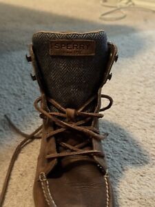 SPERRY BAYFISH BROWN LEATHER COMBAT STYLE BOOTS WOMENS Size 8 LACE UPS