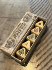1881 old grained celluloid octahedron poker dice set RAREST 031824aE@