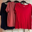 Lot Of 3 Knit Tops Ava Viv A New Day Red Blue Pink Shirts Plus Size 2X Solid