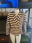 CAbi Womens Strip Cruise Jacket (H) Double Breasted Nautical Long Sleeve Size 10