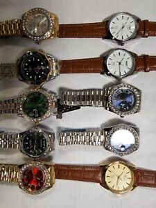 Lot of  10 Mixed  New watches Working well 2 Automatic 8 Quartz few need Battery