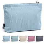 Cosmetic Bags for Women Small Makeup Bag for Purse Corduroy Makeup Pouch Blue