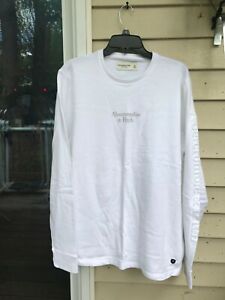 $44 abercrombie fitch Embossed Logo Tee WHITE SIZE L XL XXL