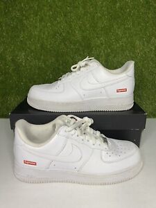 Size 8.5 - Nike Air Force 1 Low Supreme Box Logo White CU9225-100 Mens Sneakers