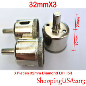 New Listing3X 32mm Diamond Coated Drill Bit Set Hole Saw Cutter Metal Tool Glass Marble