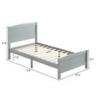 Modern Twin Full Queen Size Wood Bed Frame with Wooden Slat Headboard White Gray