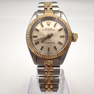 1983 Rolex & Tiffany & Co. Model 6719 Oyster Perpetual 2 Tone Wrist Watch.