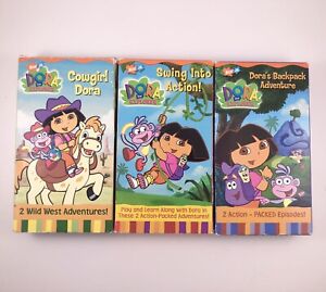 Dora the Explorer VHS Tapes Lot of 3 Nick Jr Nickelodeon Kids ~ Cowgirl Dora
