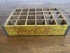Vintage 1969 Coca-Cola 24 Hole Wooden Crate Yellow Background Red Lettering