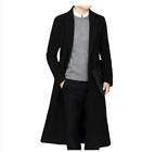 Mens Stand Collar Full Length Trench Wool Blend New Coat Lapel Overcoat Outwears