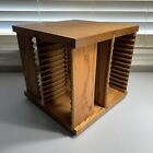 Vintage Wood 48 Compact Disc CD Rotating Spinning Carousel Storage Rack Tower