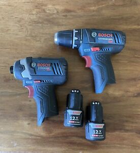 Two Bosch 12v Cordless Drills (Impact and Driver) (12v Batteries Included)