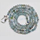 Faceted 3mm Real Natural Blue Aquamarine Round Gemstone Beads Necklace 14-36''