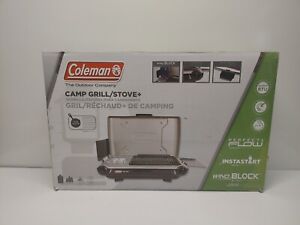 Open Box Coleman Gray-Tabletop Propane Gas Camping 2-in-1 Grill/Stove 2-Burner