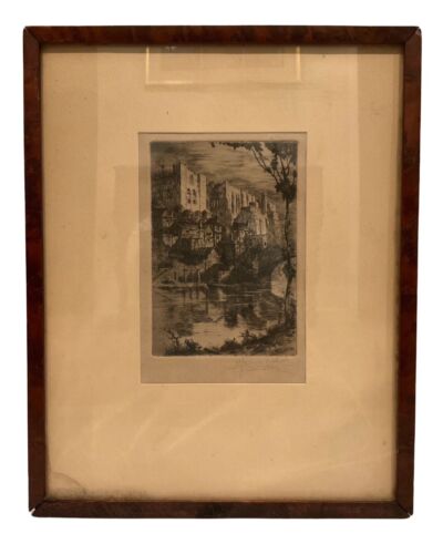 Antique Ca.1920s Framed Landscape Etching Pencil Signed By George Huardel-Bly