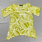 Chicos Travelers Shirt 0 Womens S Chartreuse Bold Geo Artsy Art to Wear Cutout