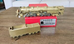 Westside Model Company HO Brass Locomotive & Tender D.& R.G.W. 4-6-6-4 Unpainted