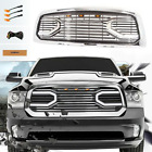 for 2013-2018 Dodge Ram 1500 Big Horn Style Front Chrome Grille W/Letters& light