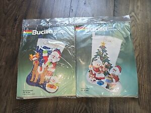 Lot of 2 Bucilla Christmas Felt Stitchery Stocking Kits NIP 82254 82253 Santa...