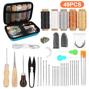 49pcs Leather Thread Stitching Needles Awl Hand Tools Kit for DIY Sewing Craft
