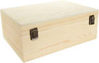 Unfinished Wooden Box, Large Wooden Box with Hinged Lid and Front Clasp 12