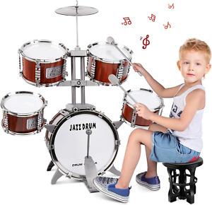 Drum Set for Kids Musical Instruments Kids Drum Set with Stool Cymbal Drum Stick