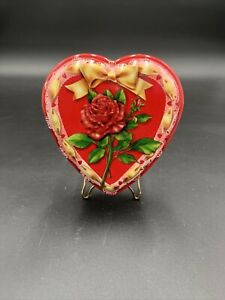 Vintage Valentine Heart Plastic Candy Box with Lid Rose Lace 5.5