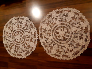 Vintage French Bobbin Lace tablecloth | Antique Tambour Doily lace  31X31 inches