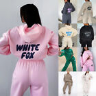 Hot White Fox Tracksuits Womens 2PCS Long Sleeve Hooded Hoodies Casual Top Pants