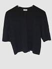 $495 Akris Punto Women's Black Wool Button Neck Cardigan Sweater US 14 IT 50