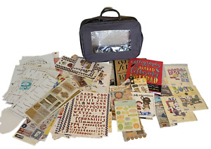 HUGE LOT Scrapbooking Craft Paper Stickers & Embellishments w/ Storage Bag