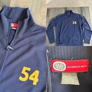 VTG WHISPERING SMITH Mens XL Track Jacket Blue with Yellow Accent 54 Full Zip