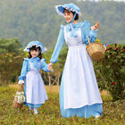 Women Blue Maid Dress Kids Maid Dress Parent-Child Halloween Housekeeper Dress