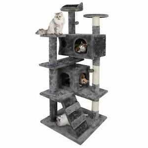 Gray Cat Tree Tower Activity Center Large Playing House Condo Rest Cat 55