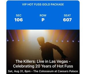 1 Ticket, VIP GOLD The Killers 8/31/24 The Colosseum At Caesars Palace