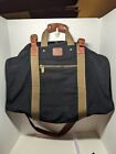 Dakota Navy Canvas Overnight Bag Olive Handles and Straps Brown Leather Trim 22w