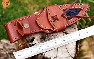 10”Handmade Fixed 5”blade Genuine Leather Sheath Holster Knife Scout carry