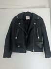 Mango Genuine Leather Jacket XS Black