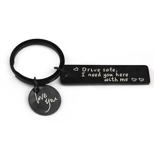 Stainless Steel Drive Safe Keychain Keyring Engrave Gift For Husband Boyfriend