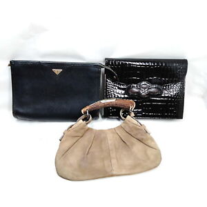 Yves Saint Laurent Clutch Bag  Hand Bag 3 set Black Leather 1018365