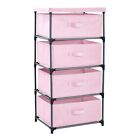 4-Tier Tall Closet Dresser with Drawers - Clothes Organizer and Storage (Pink)