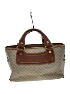 Authentic CELINE Tote Bag Canvas Leather Beige Macadam Trionf